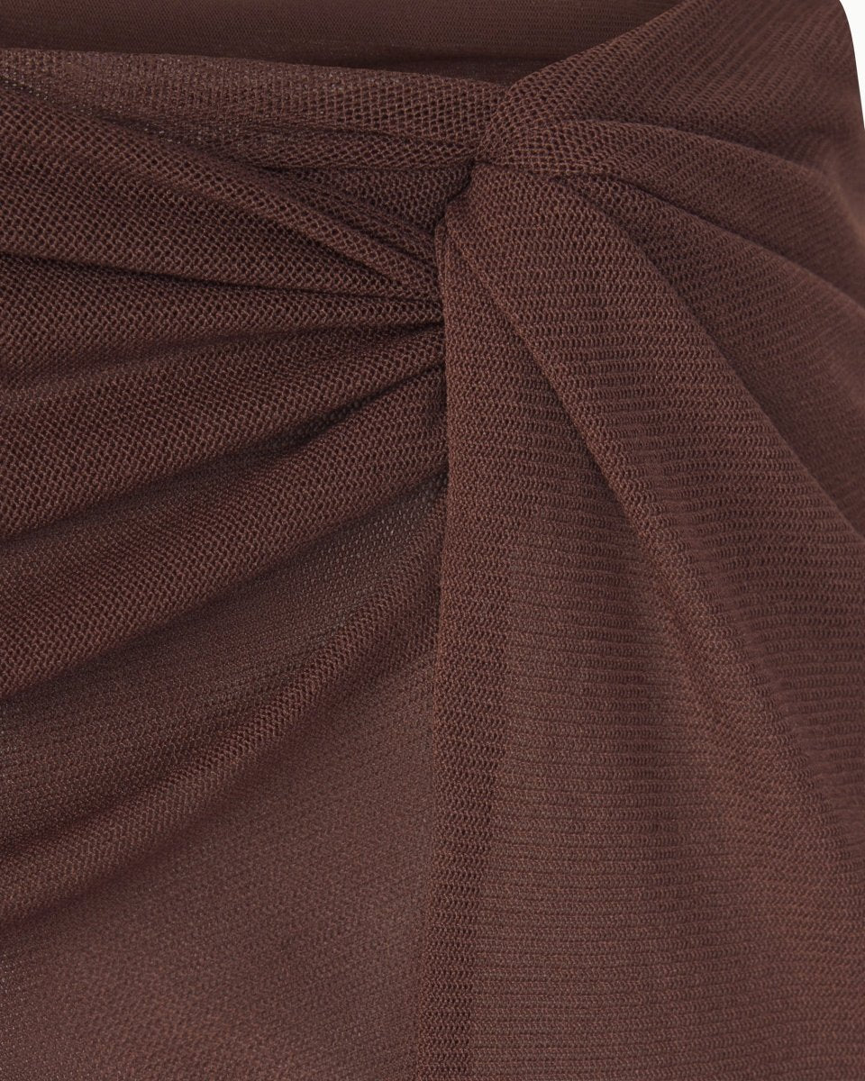 Mesh Twist Mini Skirt | Chocolate - Image 6