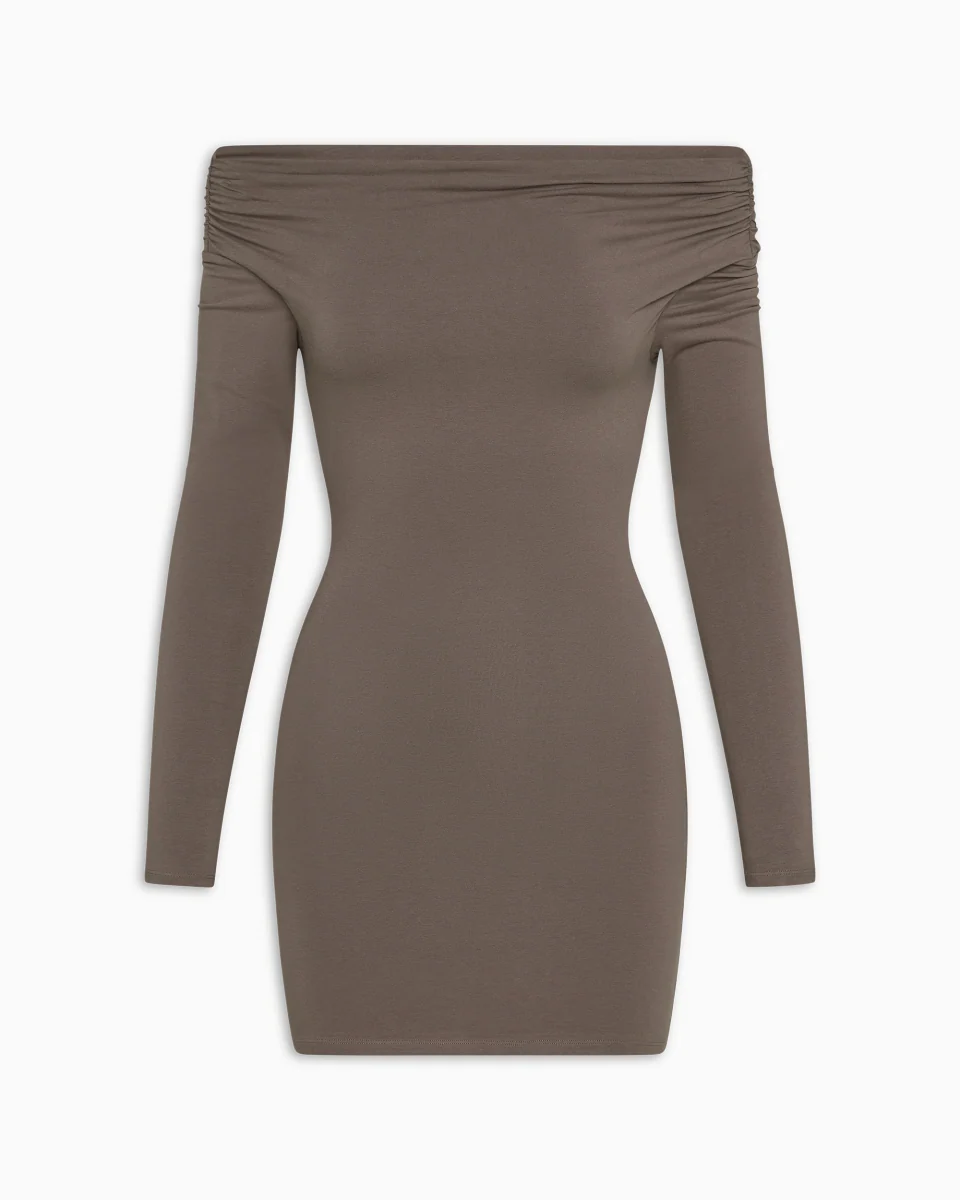Off The Shoulder Mini Dress | Truffle - Image 2
