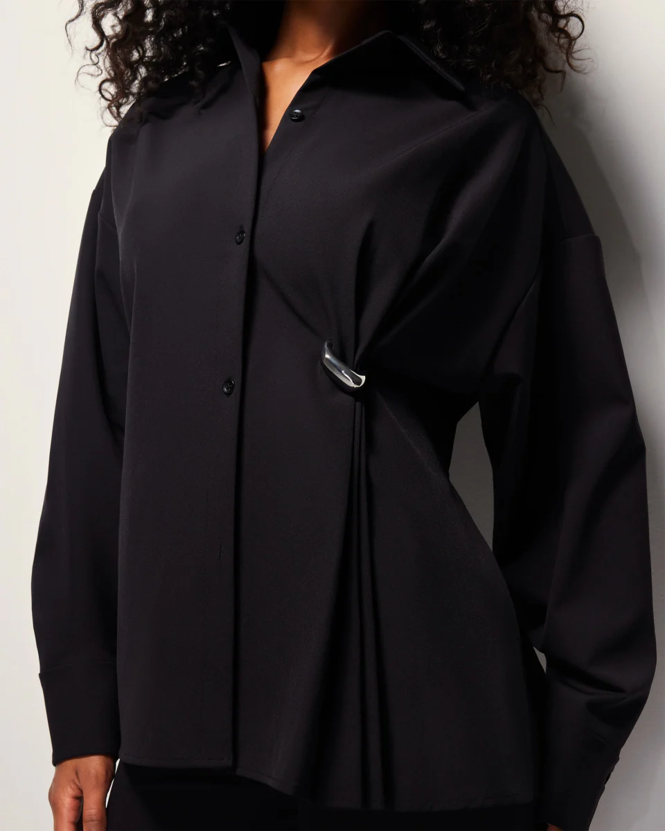 Pierced Button Down | Black - Image 9