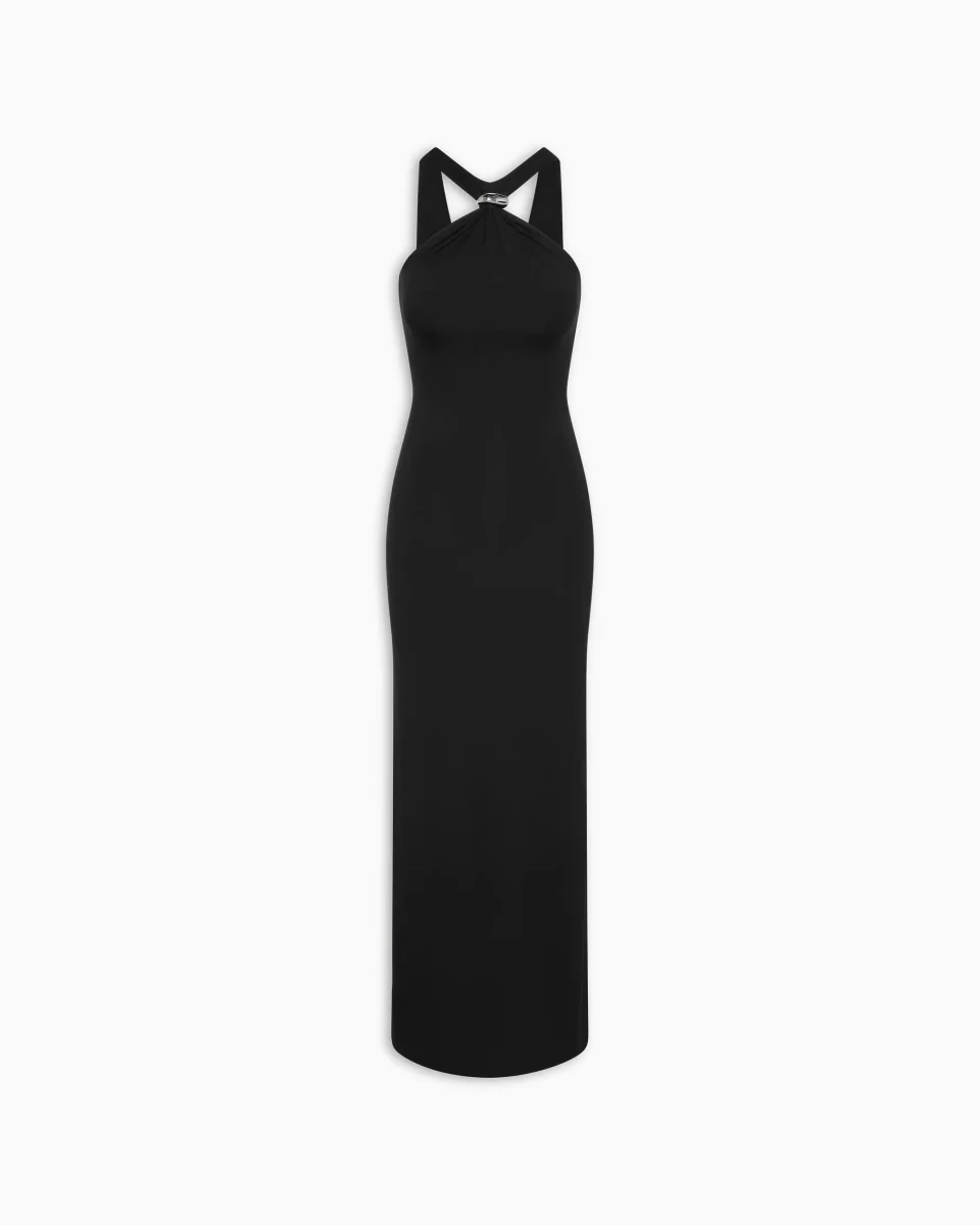 Pierced Halter Maxi Dress | Black - Image 2