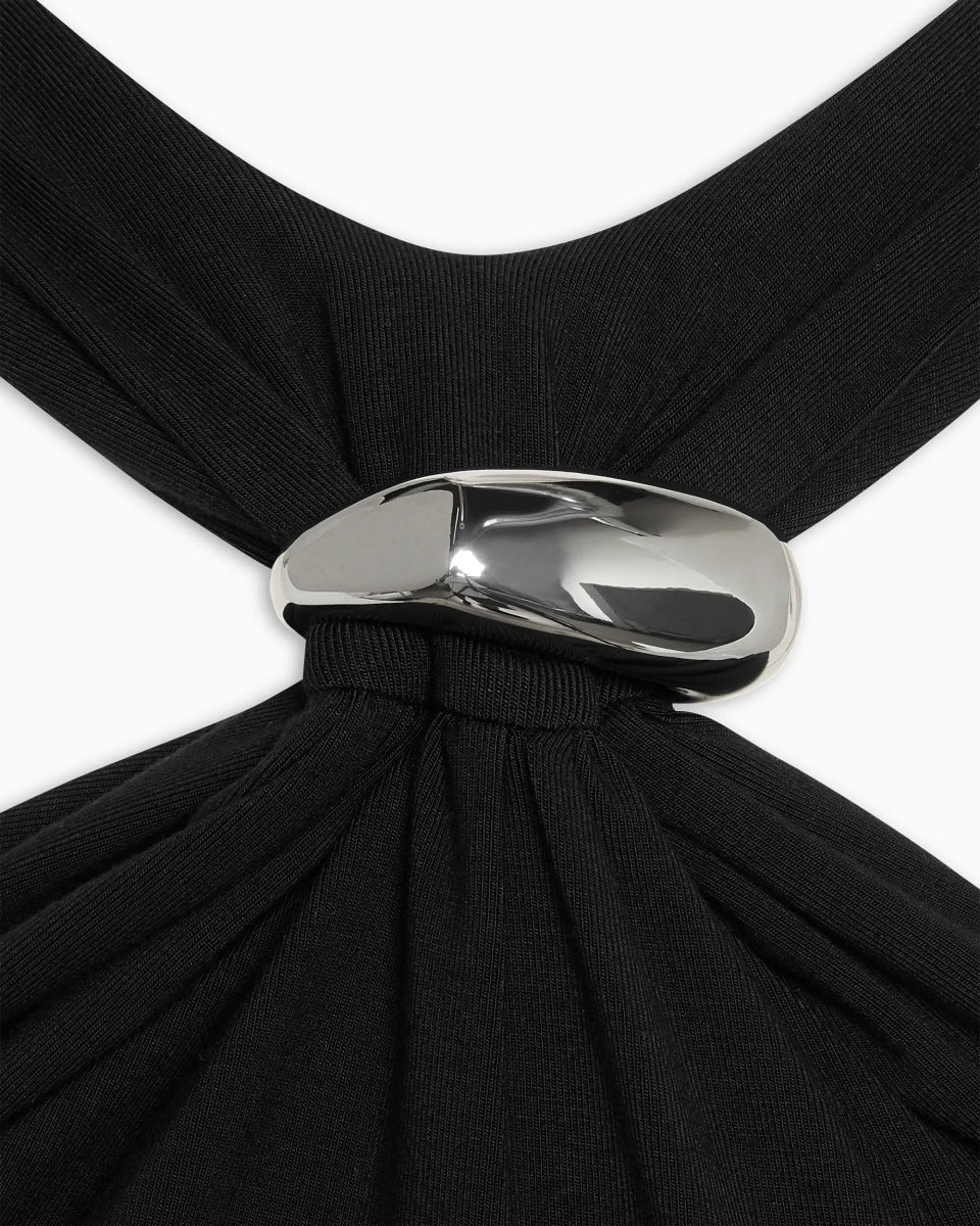 Pierced Halter Maxi Dress | Black - Image 3
