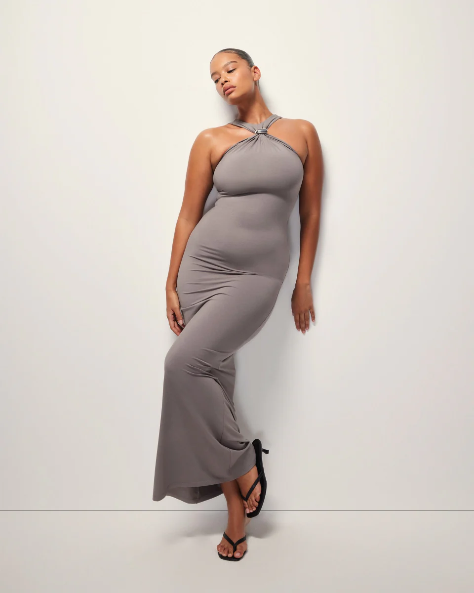 Pierced Halter Maxi Dress | Slate - Image 4