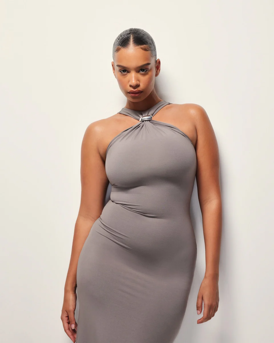 Pierced Halter Maxi Dress | Slate - Image 5