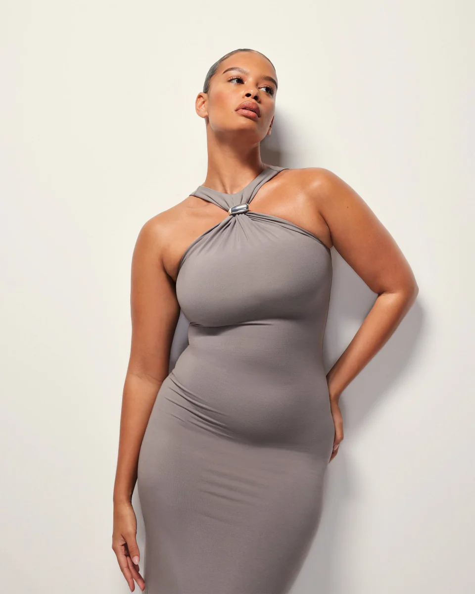 Pierced Halter Maxi Dress | Slate - Image 6