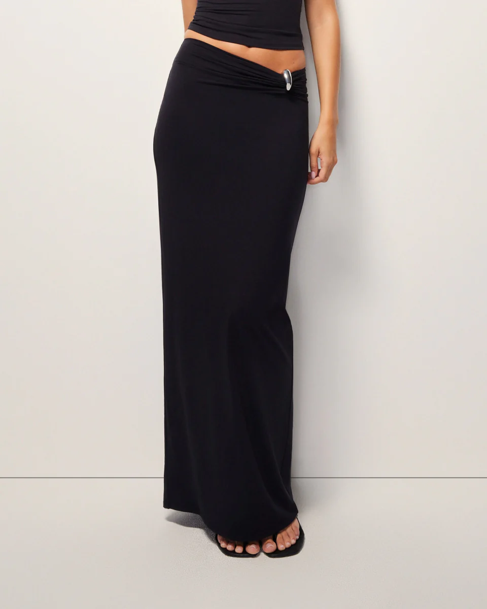 Pierced Maxi Skirt | Black