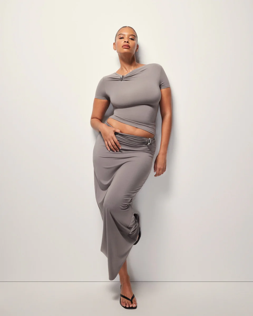 Pierced Maxi Skirt | Slate - Image 8