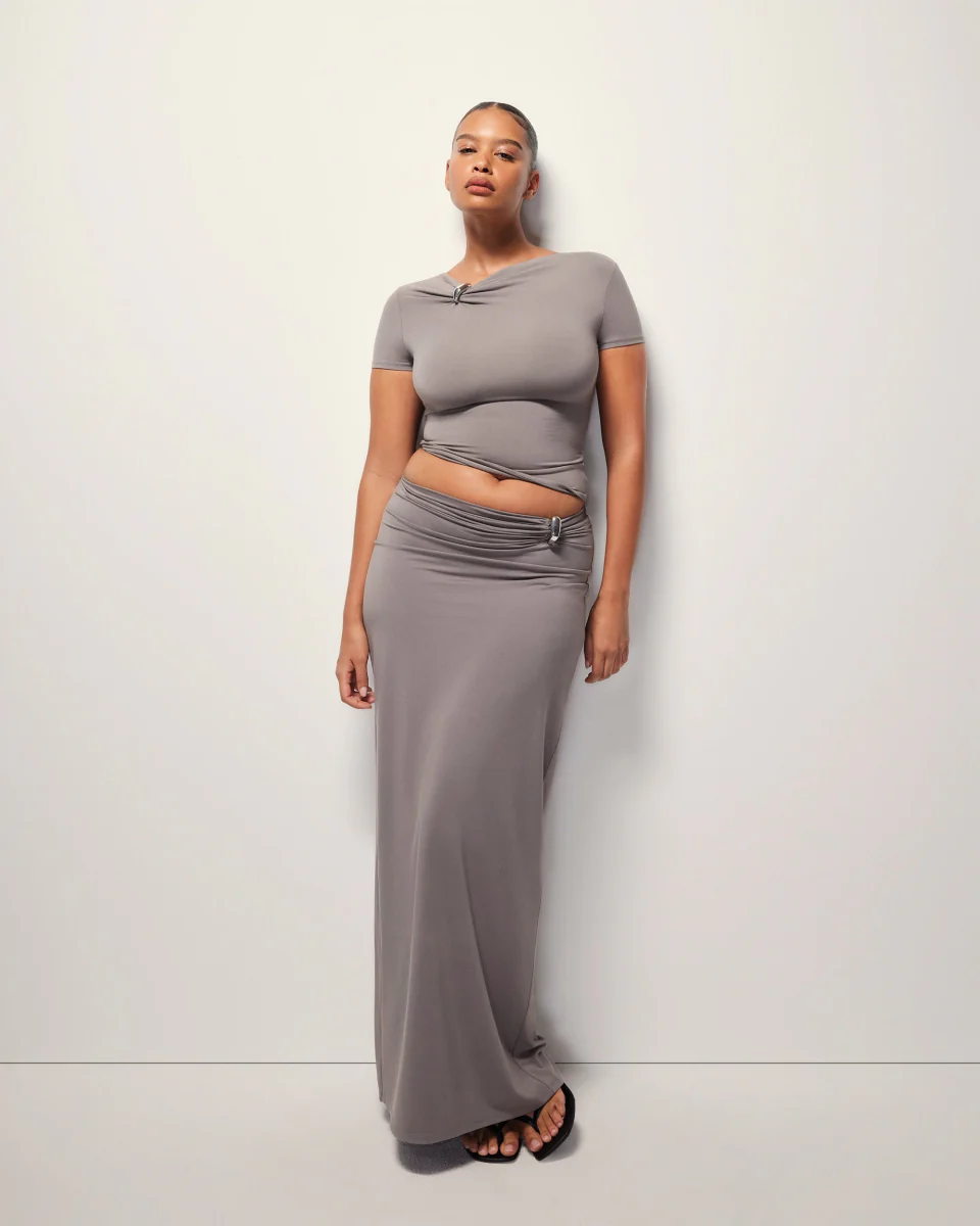 Pierced Maxi Skirt | Slate - Image 9