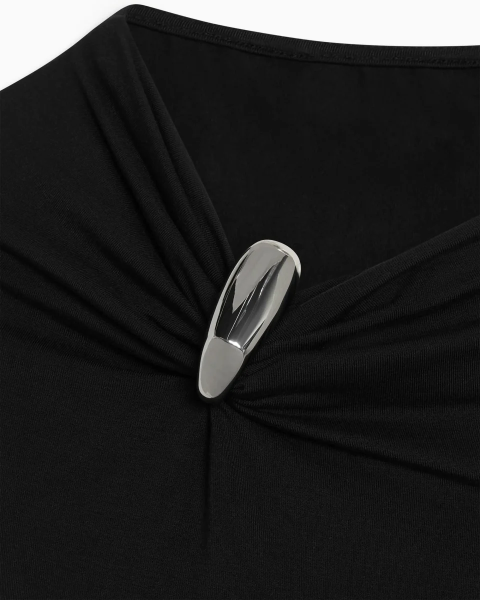 Pierced Short Sleeve Top | Black - Image 3