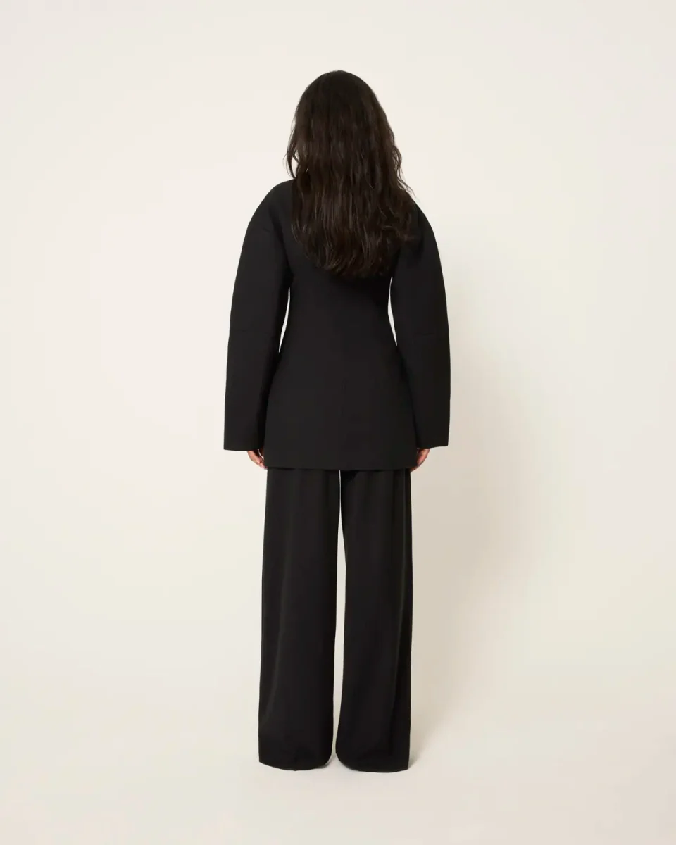 Pleated Wide Leg Trouser | Black - Image 8