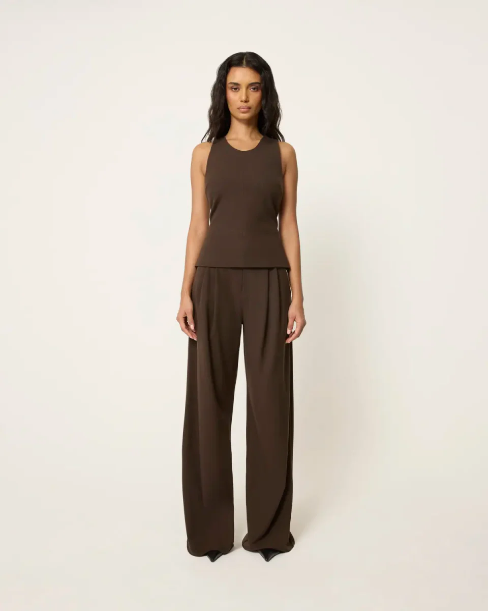 Pleated Wide Leg Trouser | Cinder - Image 3