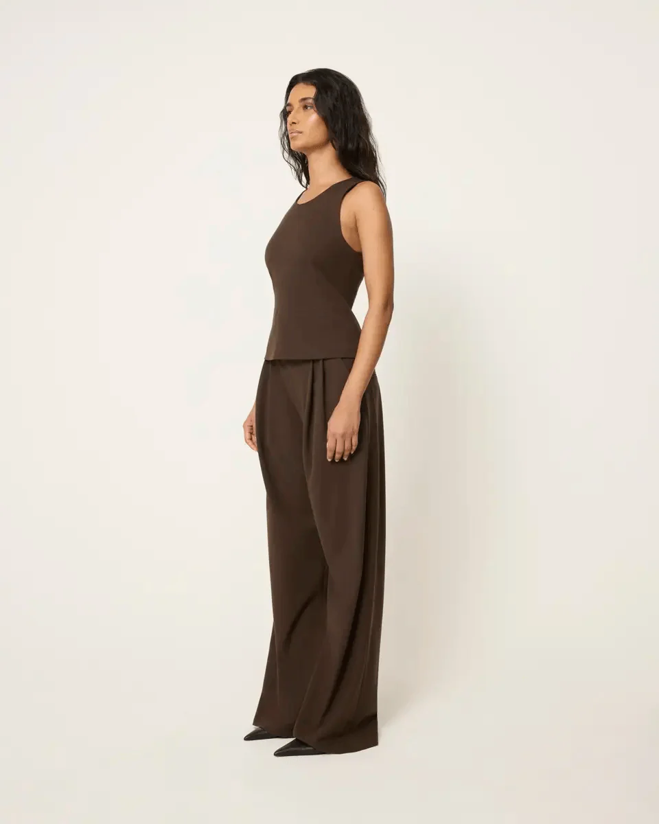 Pleated Wide Leg Trouser | Cinder - Image 4