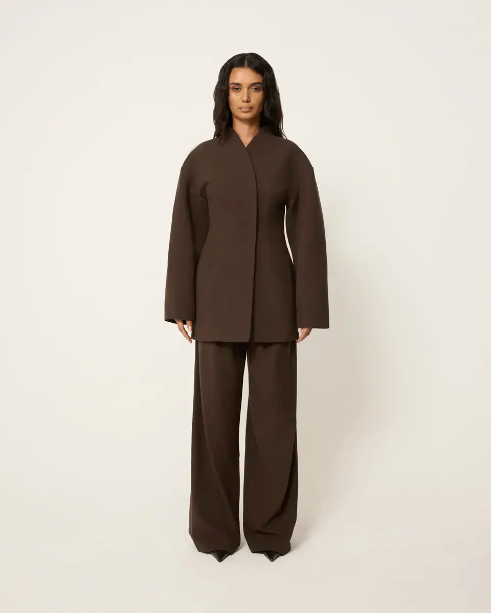 Pleated Wide Leg Trouser | Cinder - Image 7