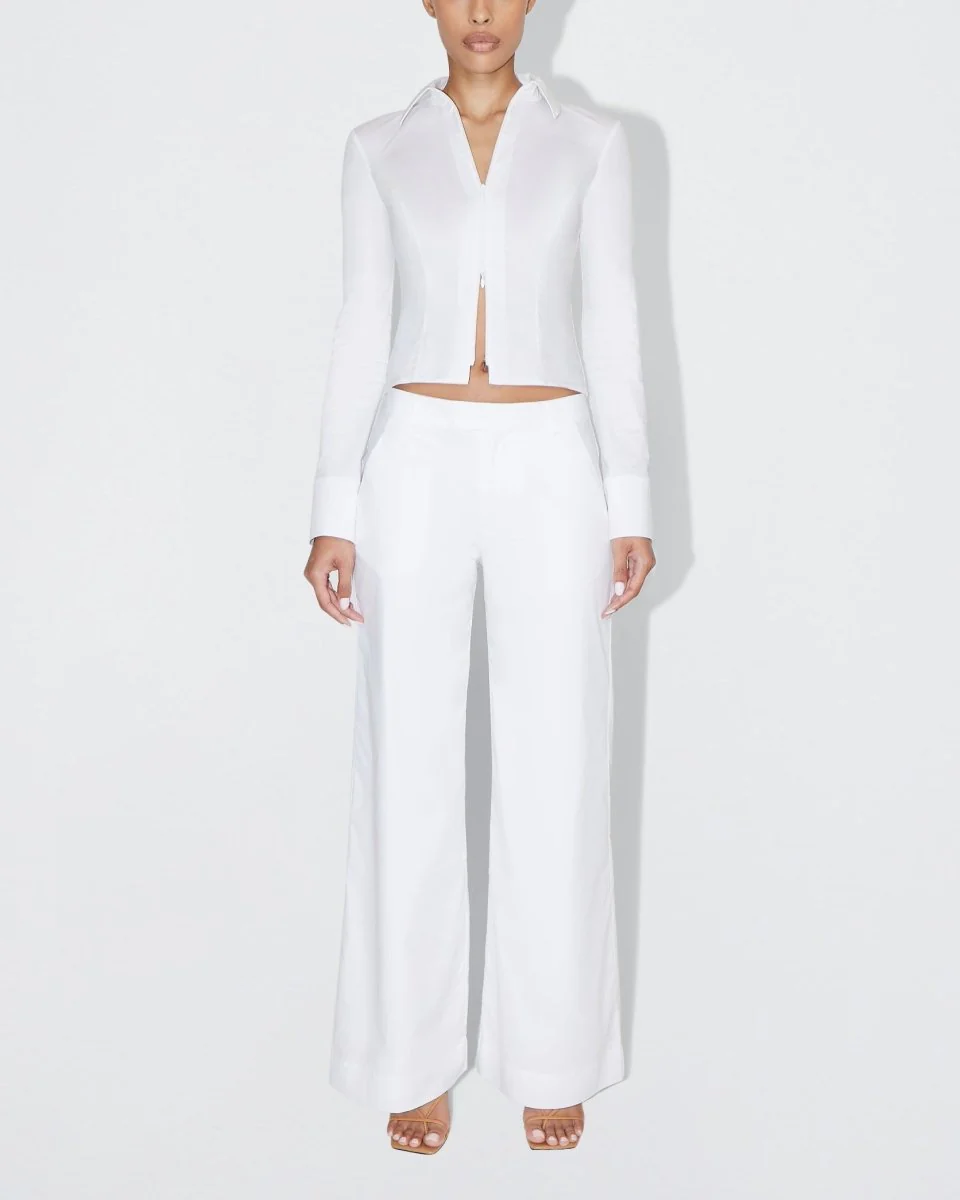 Poplin Low Rise Trouser | White - Image 3