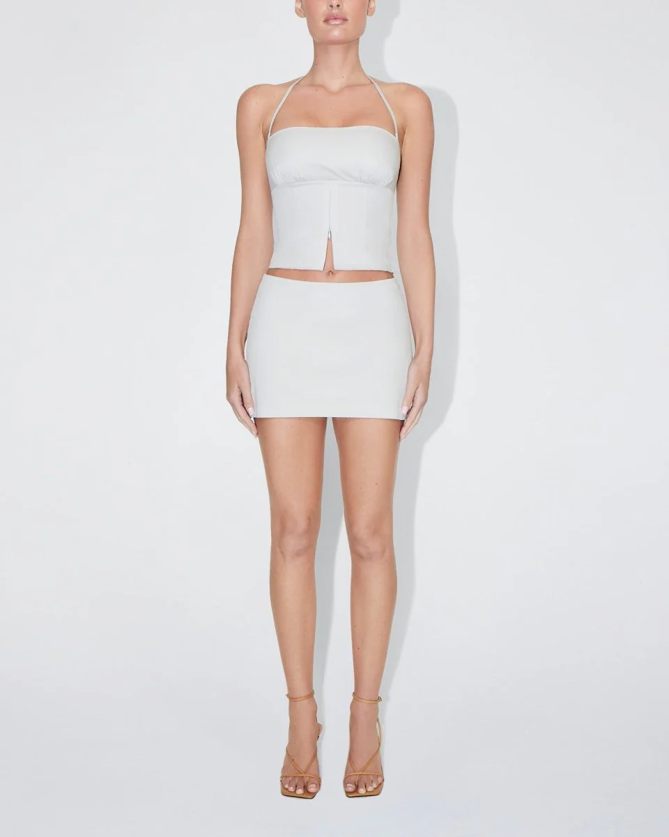Poplin Micro Mini Skirt | Light Grey - Image 3