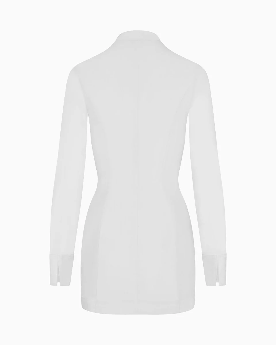 Poplin Zip Mini Dress | Light Grey - Image 6