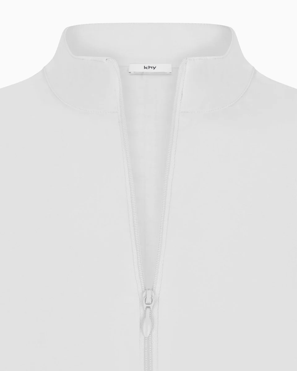 Poplin Zip Mini Dress | Light Grey - Image 7