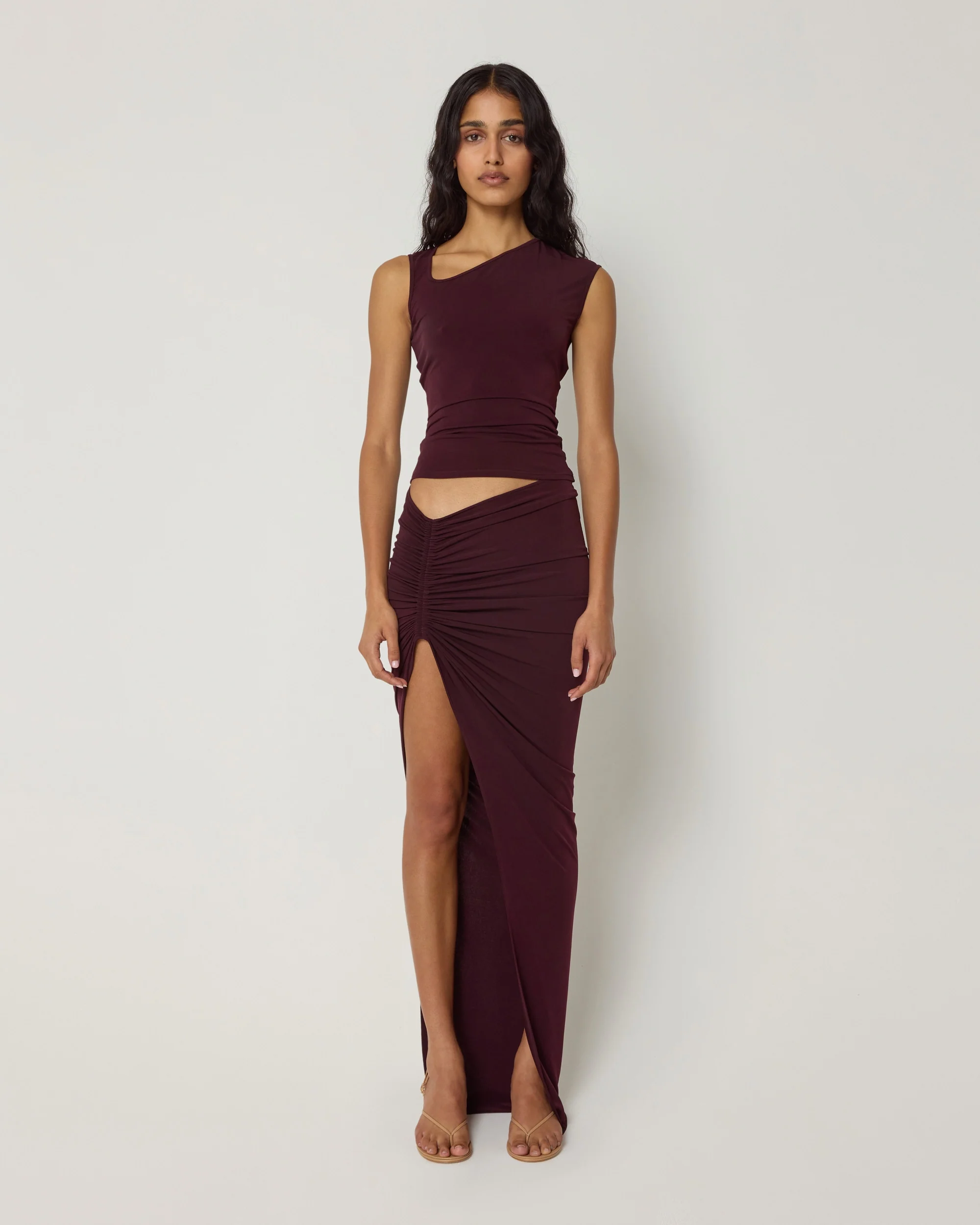 Ruched Maxi Skirt | Black Cherry - Image 3