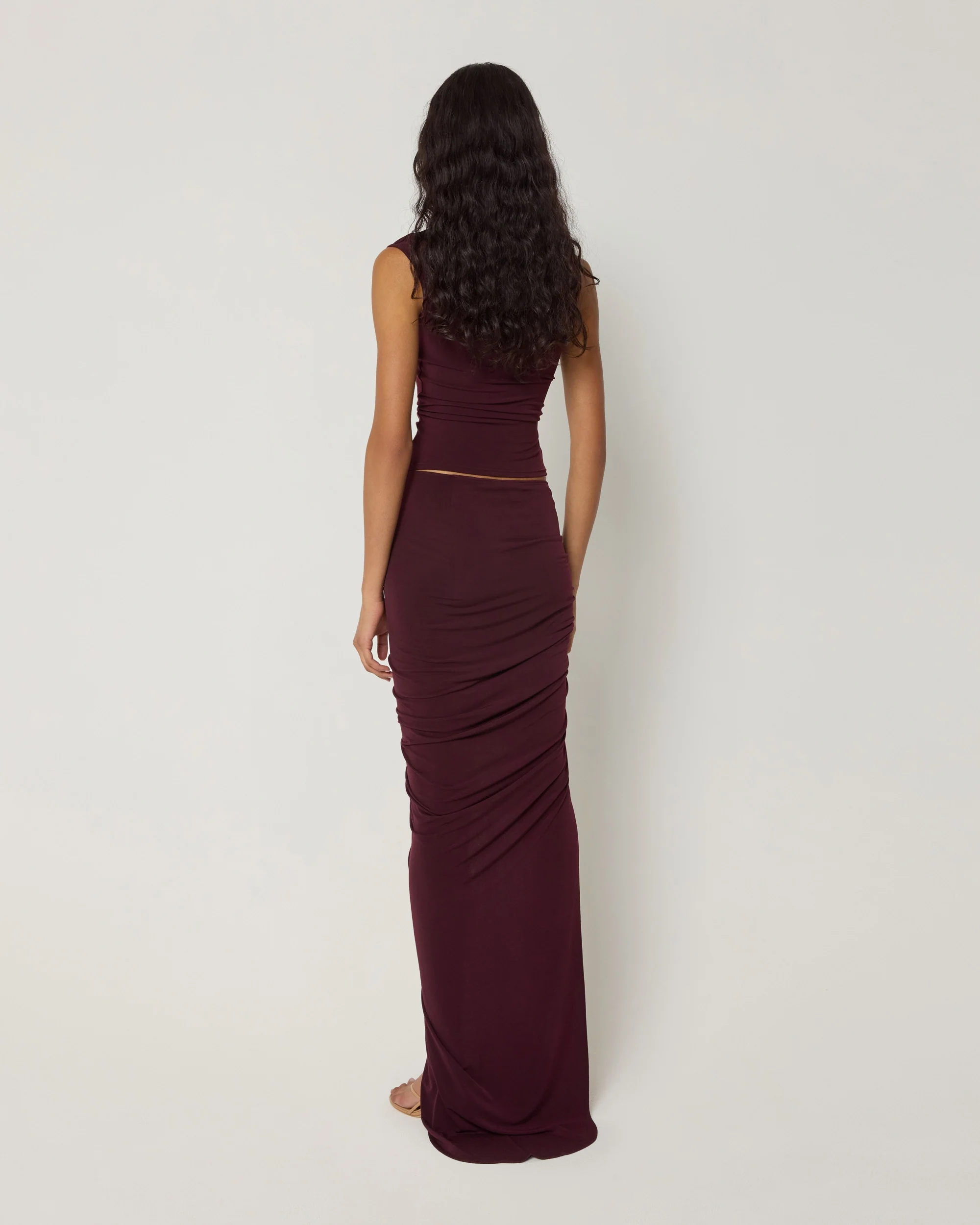 Ruched Maxi Skirt | Black Cherry - Image 5