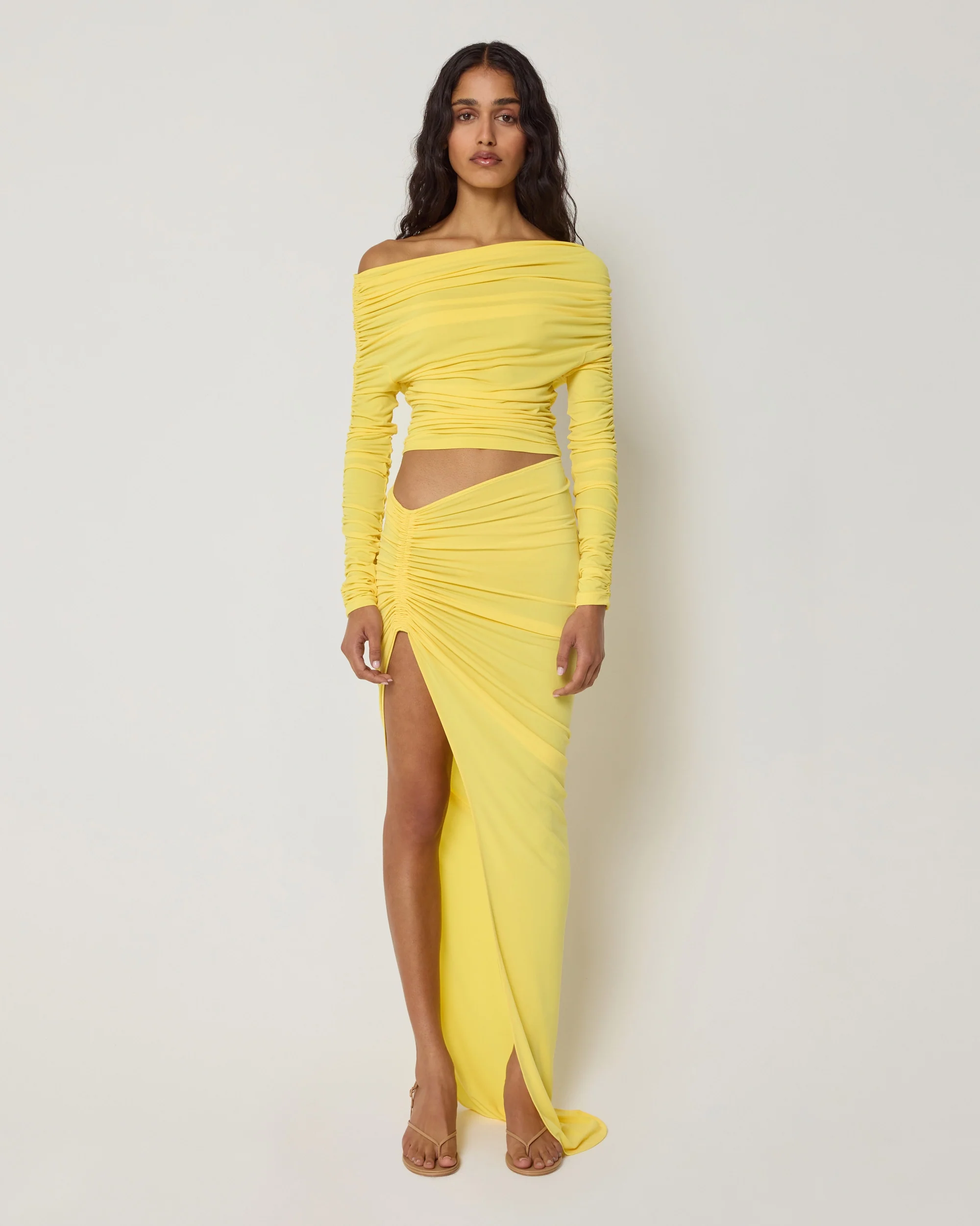 Ruched Maxi Skirt | Golden - Image 3