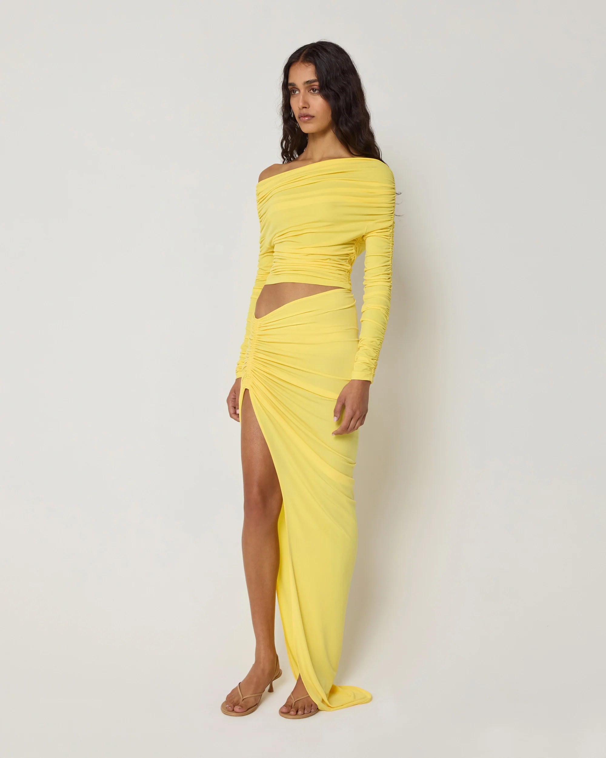 Ruched Maxi Skirt | Golden - Image 4