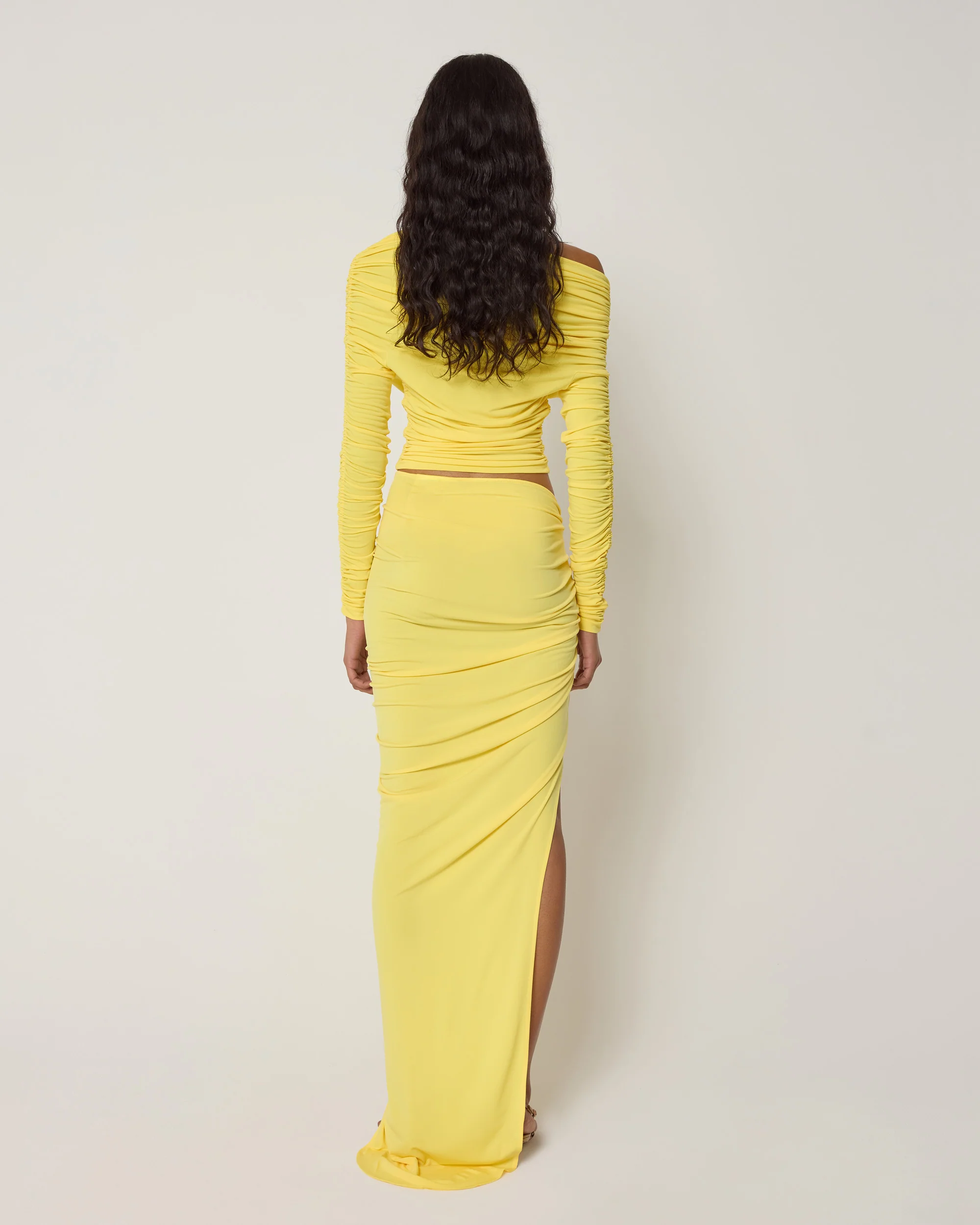 Ruched Maxi Skirt | Golden - Image 6