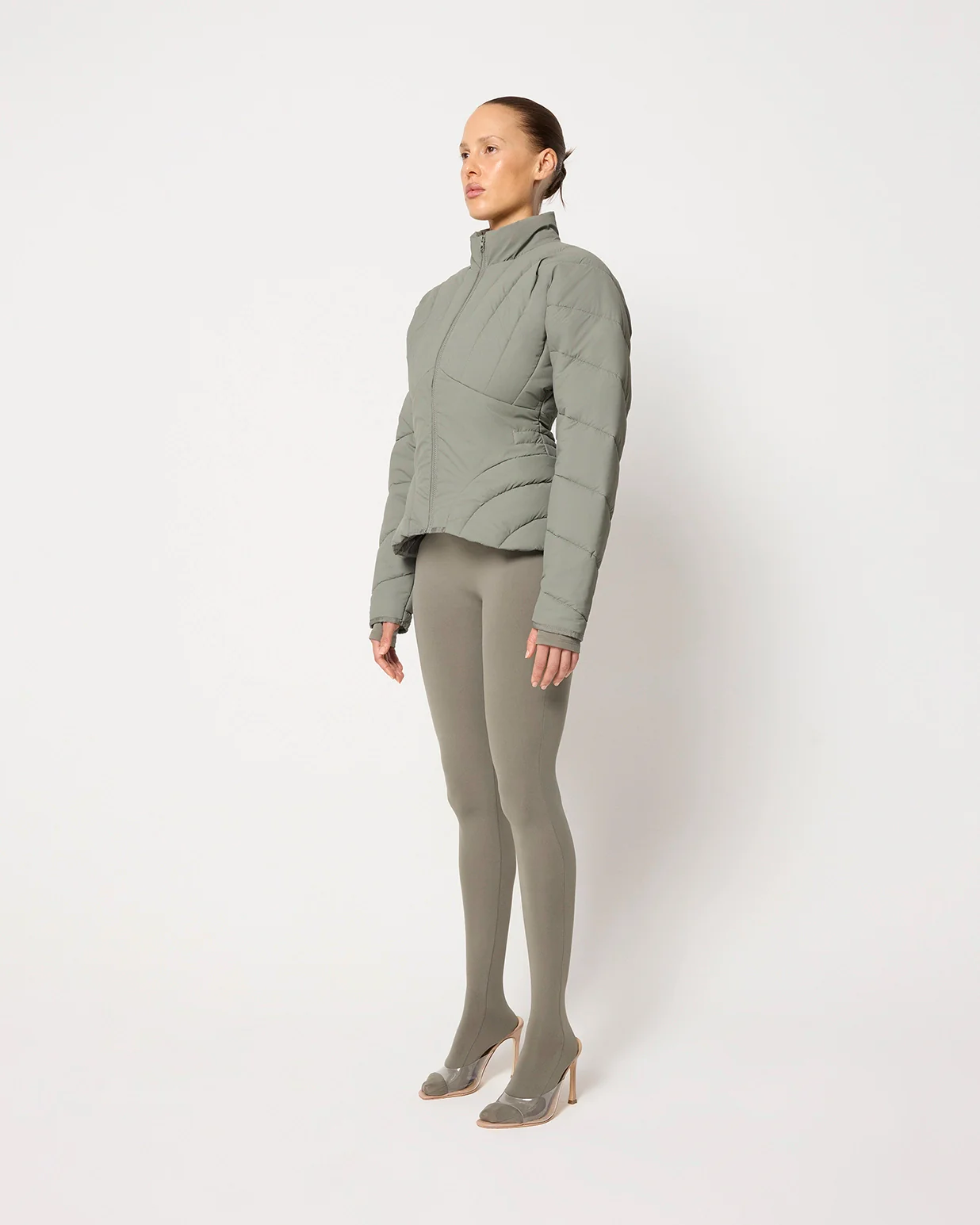 Sculpted Puffer Jacket | Dusty Olive - Image 4