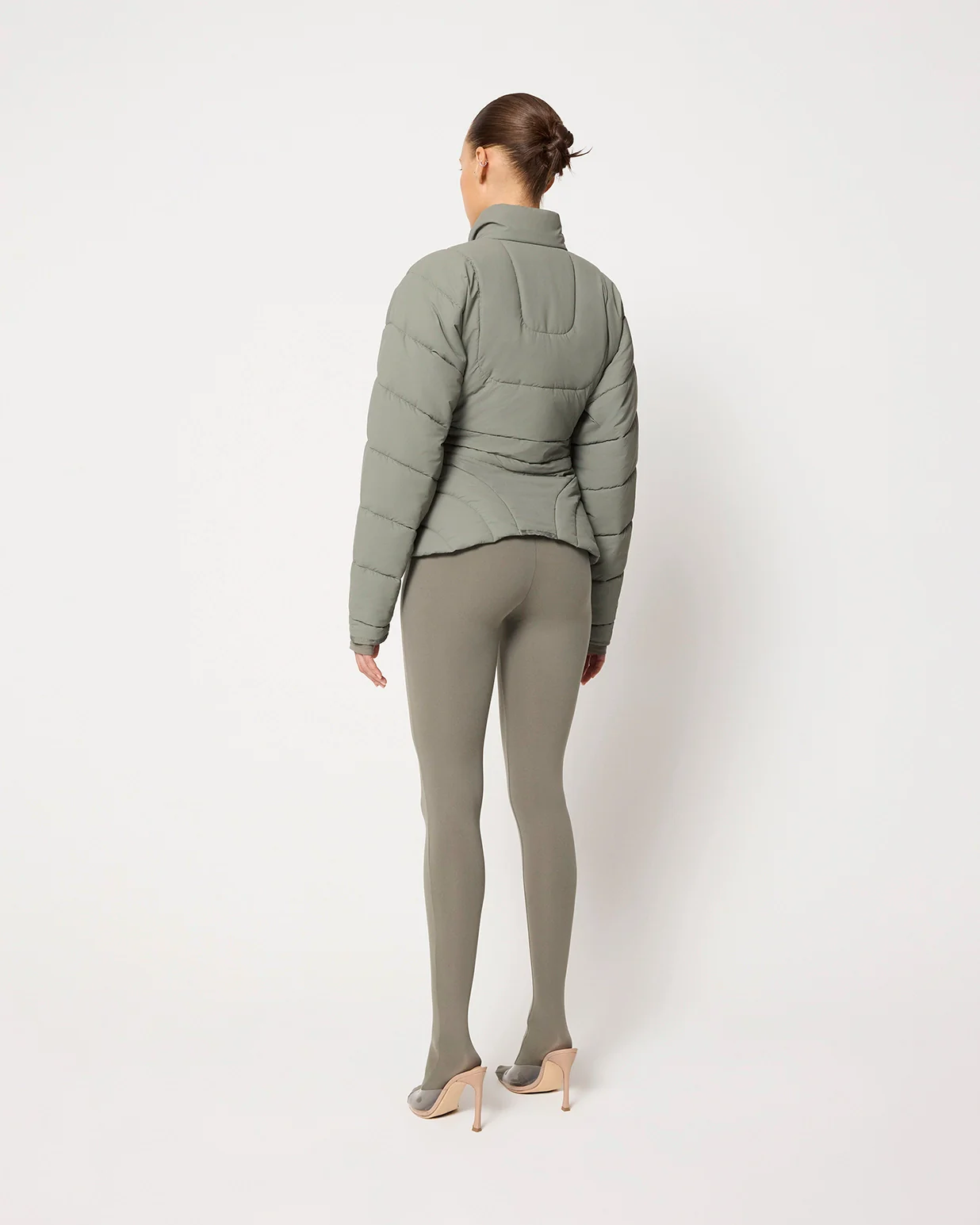 Sculpted Puffer Jacket | Dusty Olive - Image 6