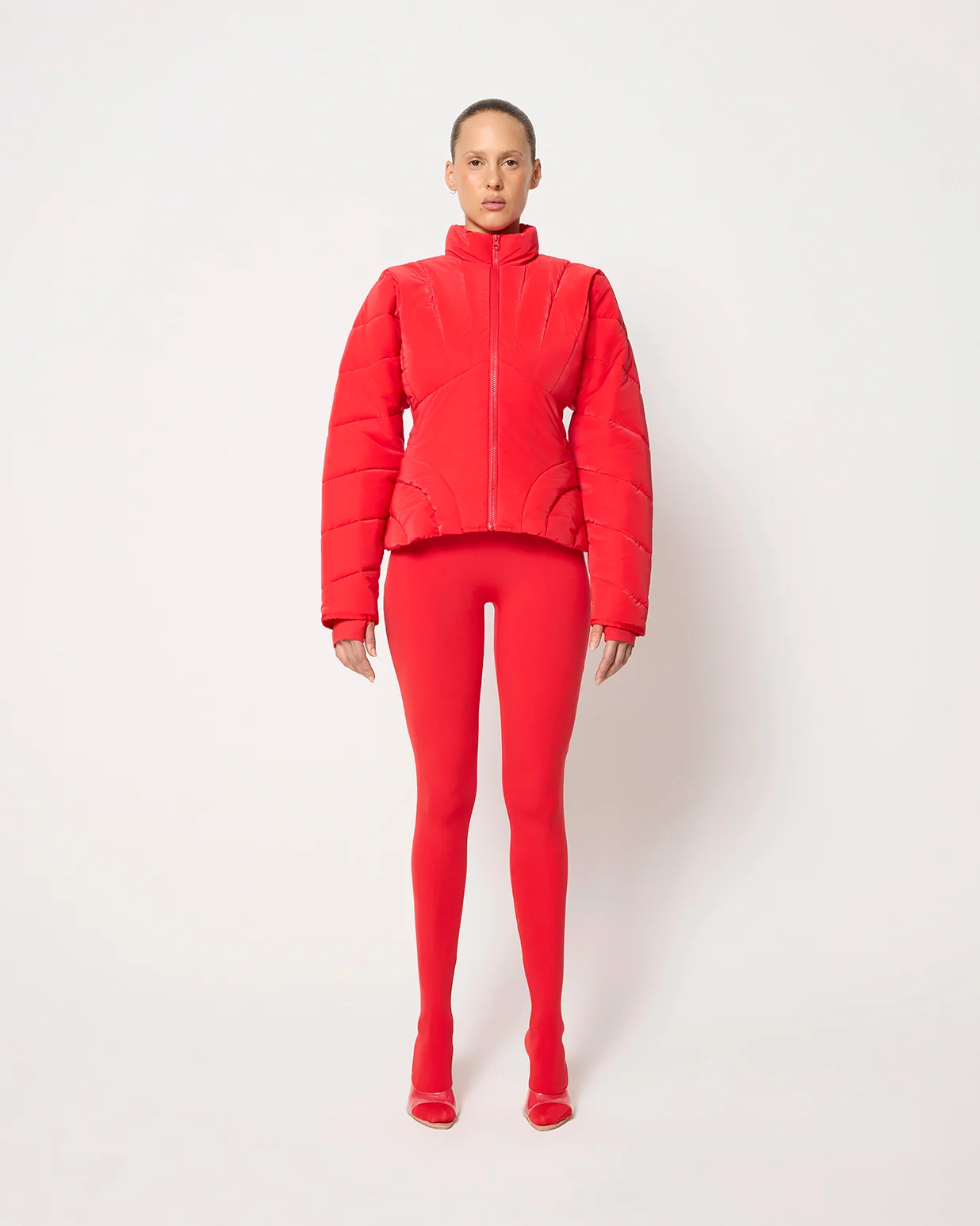 Sculpted Puffer Jacket | Scarlet - Image 3