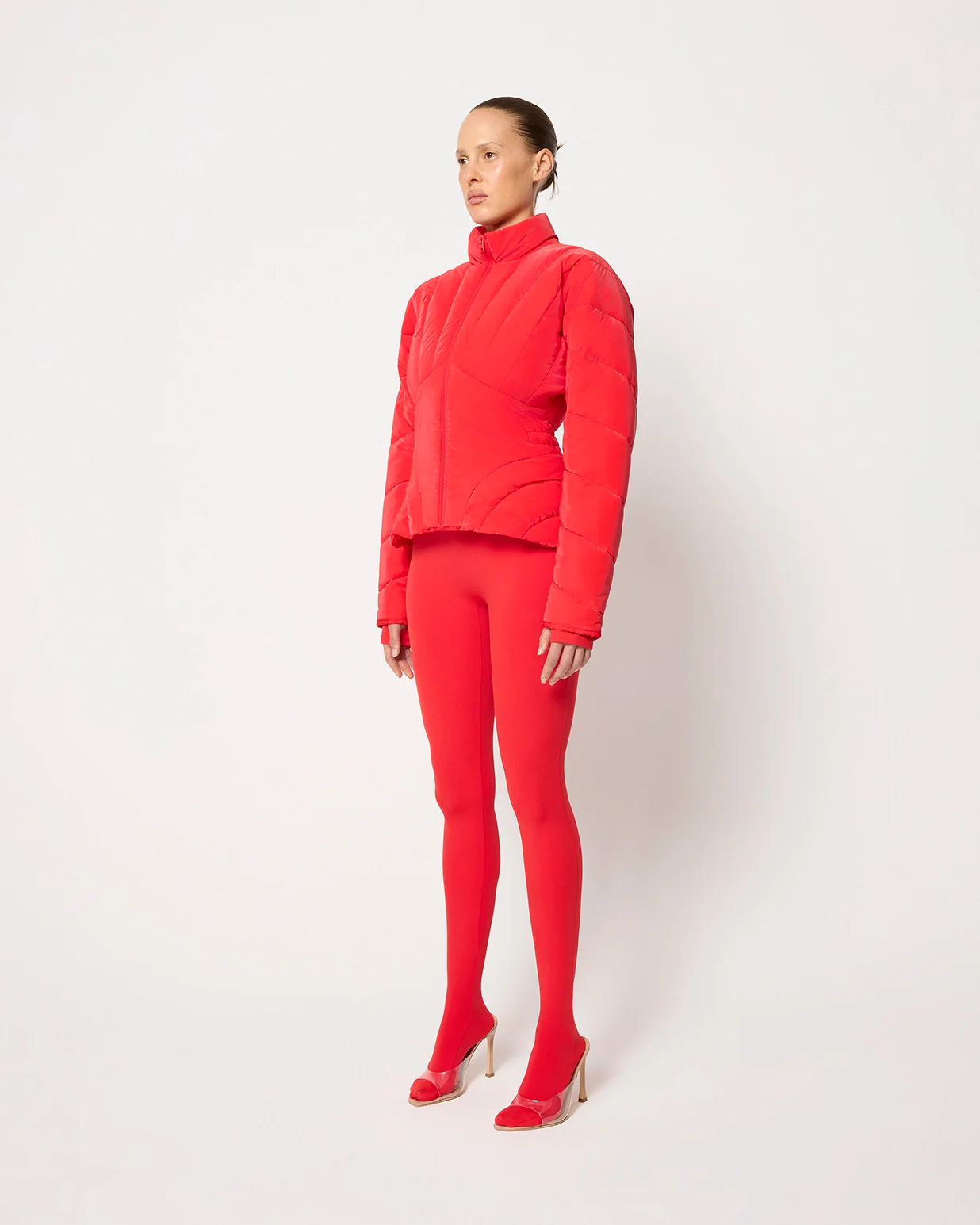 Sculpted Puffer Jacket | Scarlet - Image 4