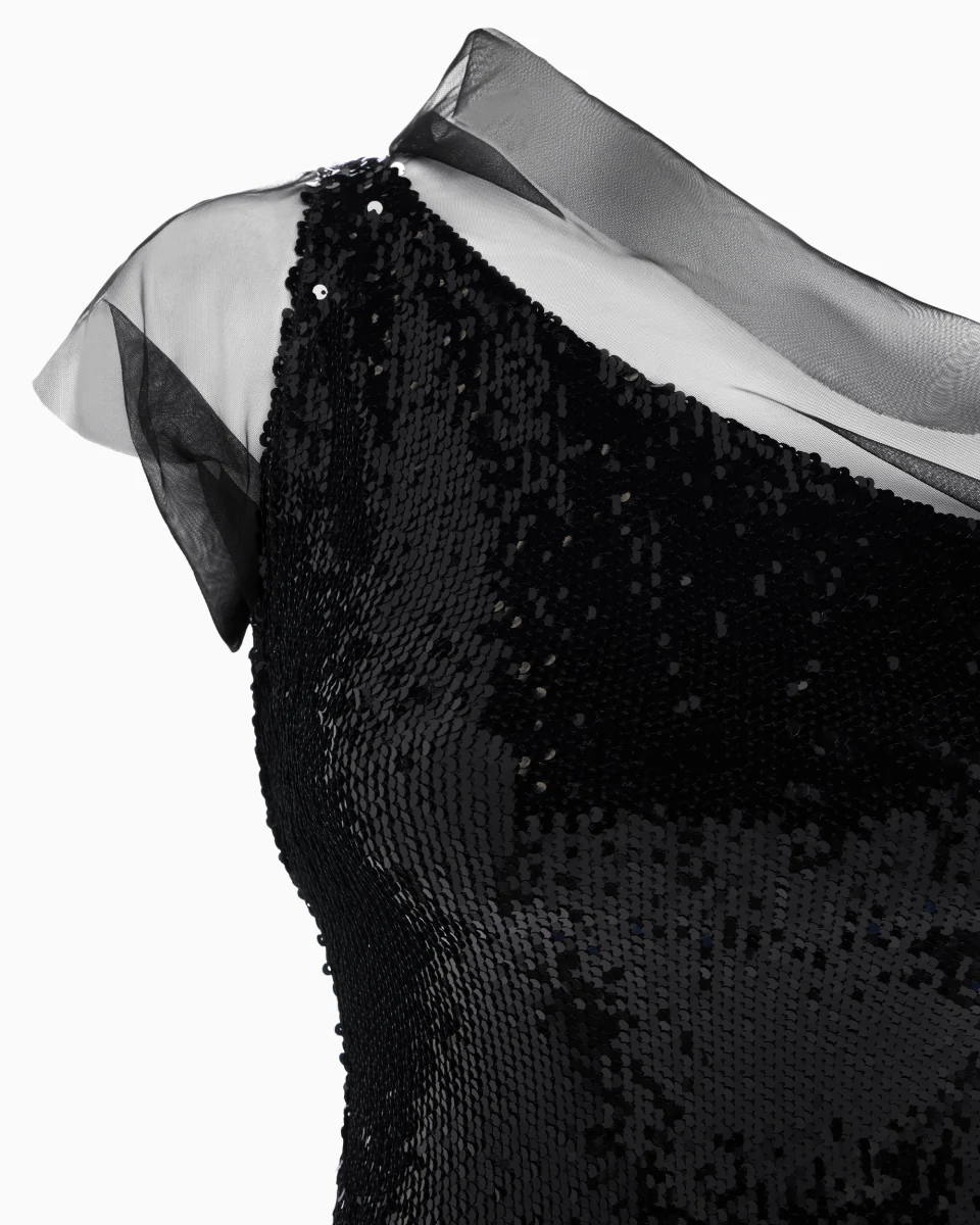 Sequin One Shoulder Mini Dress | Black - Image 7