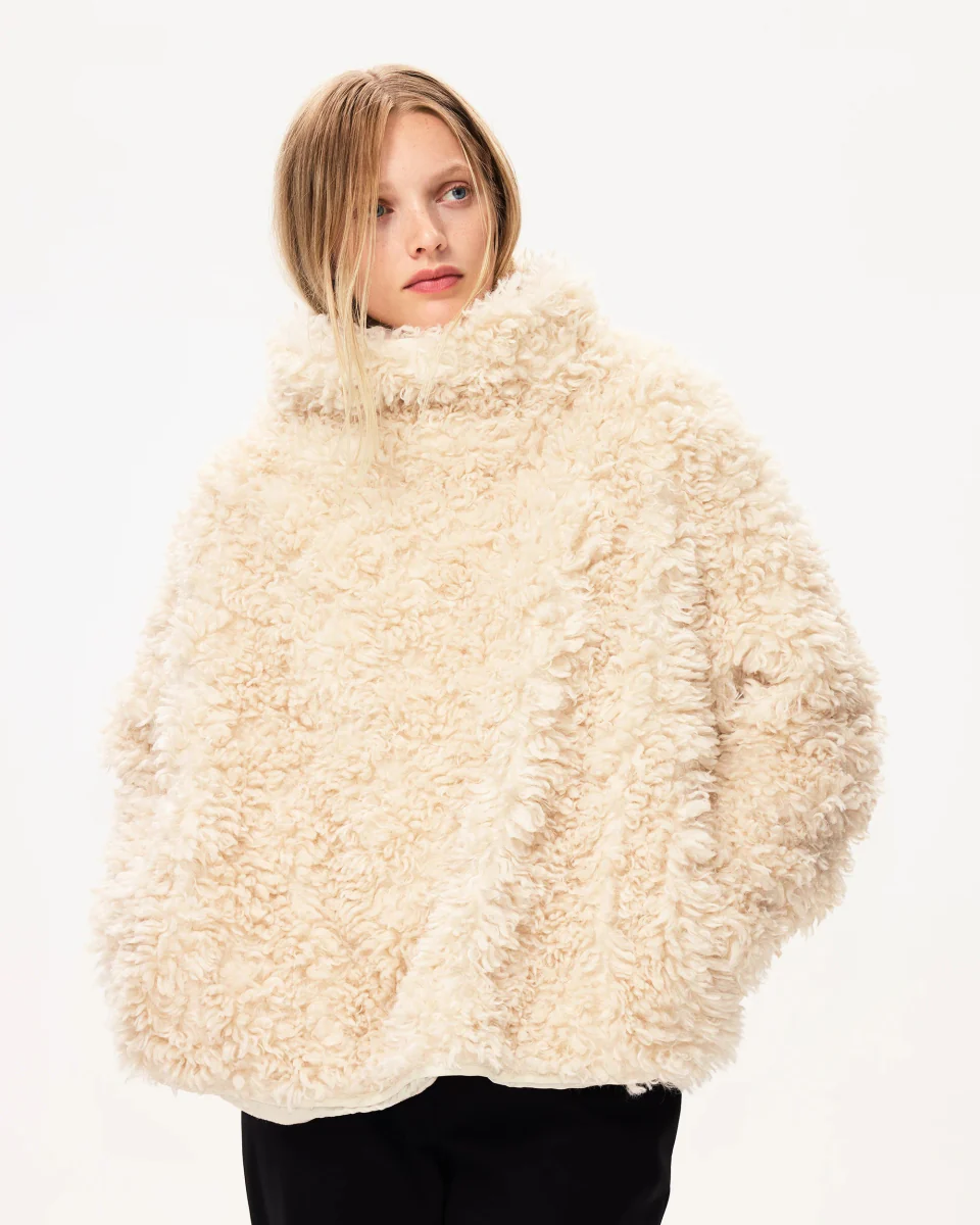Shaggy Faux Fur Pullover | Cream - Image 3
