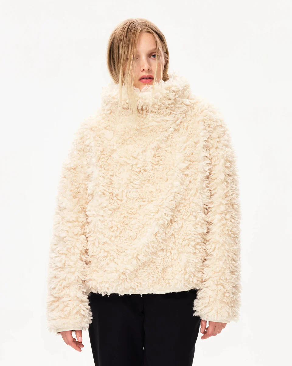 Shaggy Faux Fur Pullover | Cream - Image 4