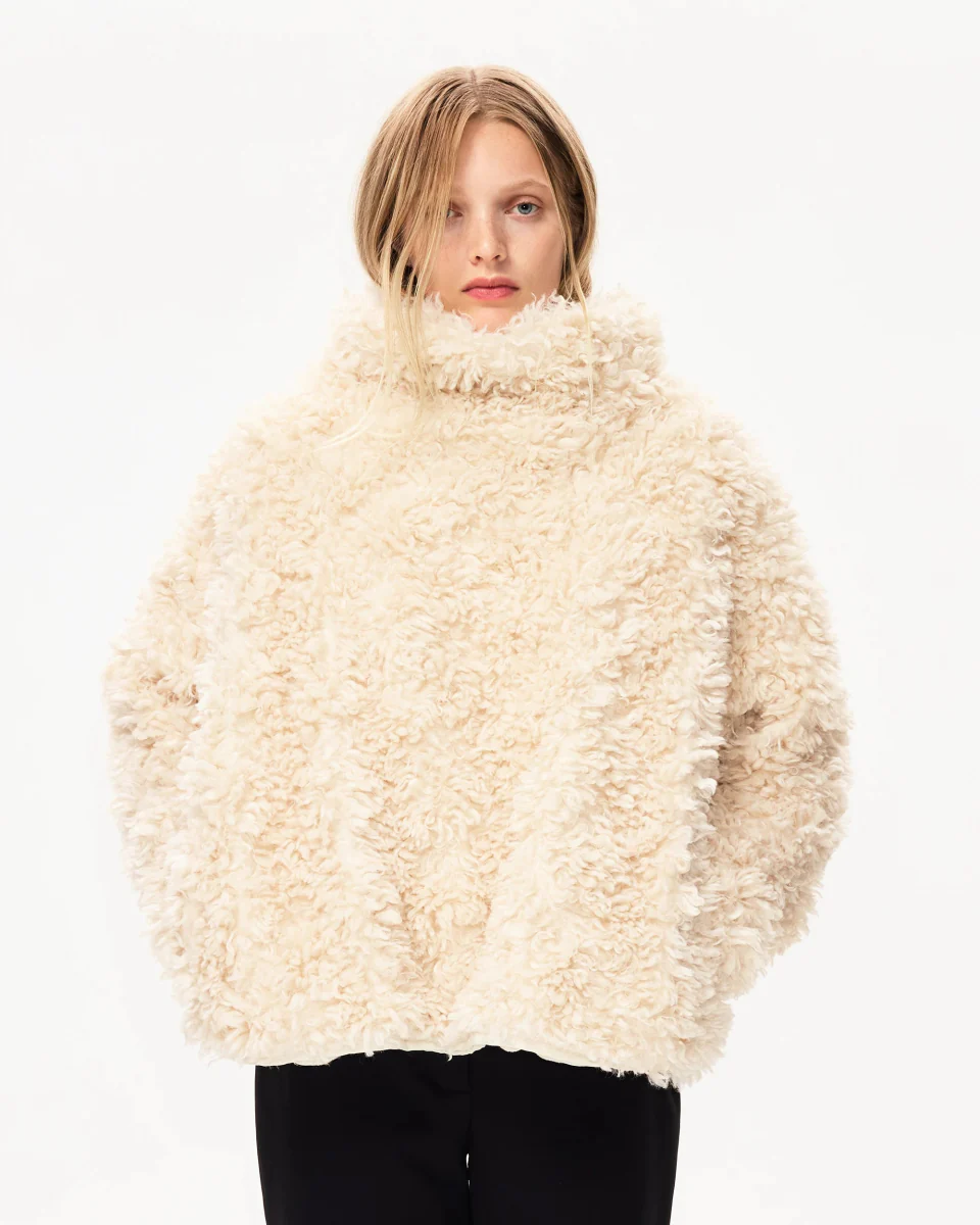 Shaggy Faux Fur Pullover | Cream - Image 5