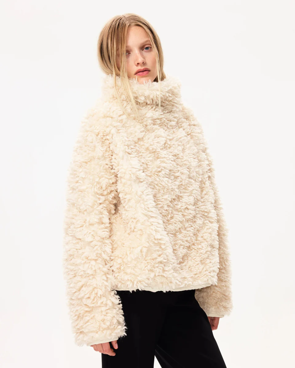 Shaggy Faux Fur Pullover | Cream - Image 7