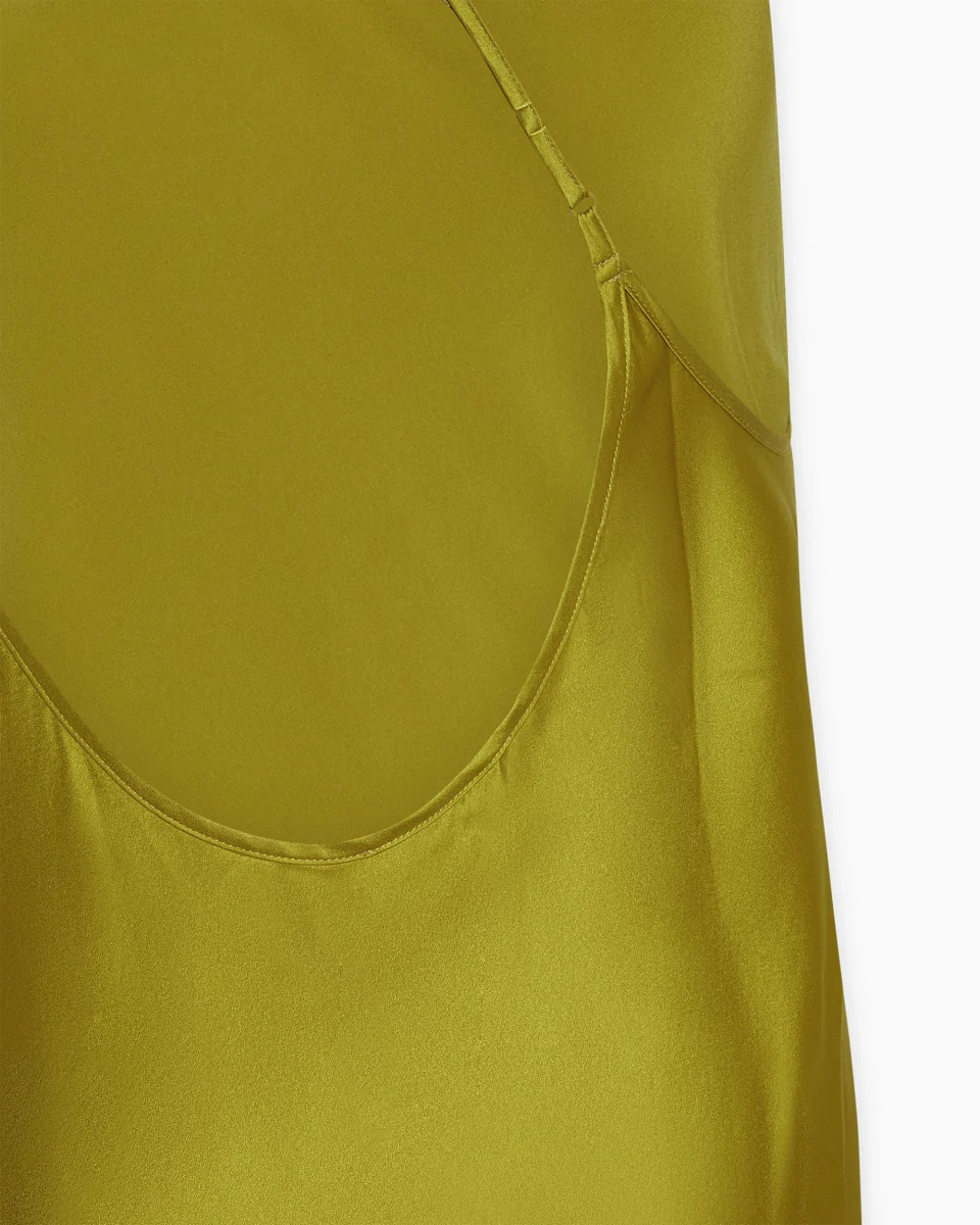 Silk Asymmetric Bias Gown | Golden Olive - Image 7