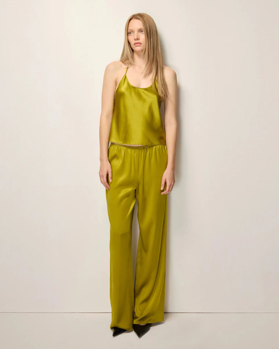 Silk Asymmetric Cami | Golden Olive - Image 4