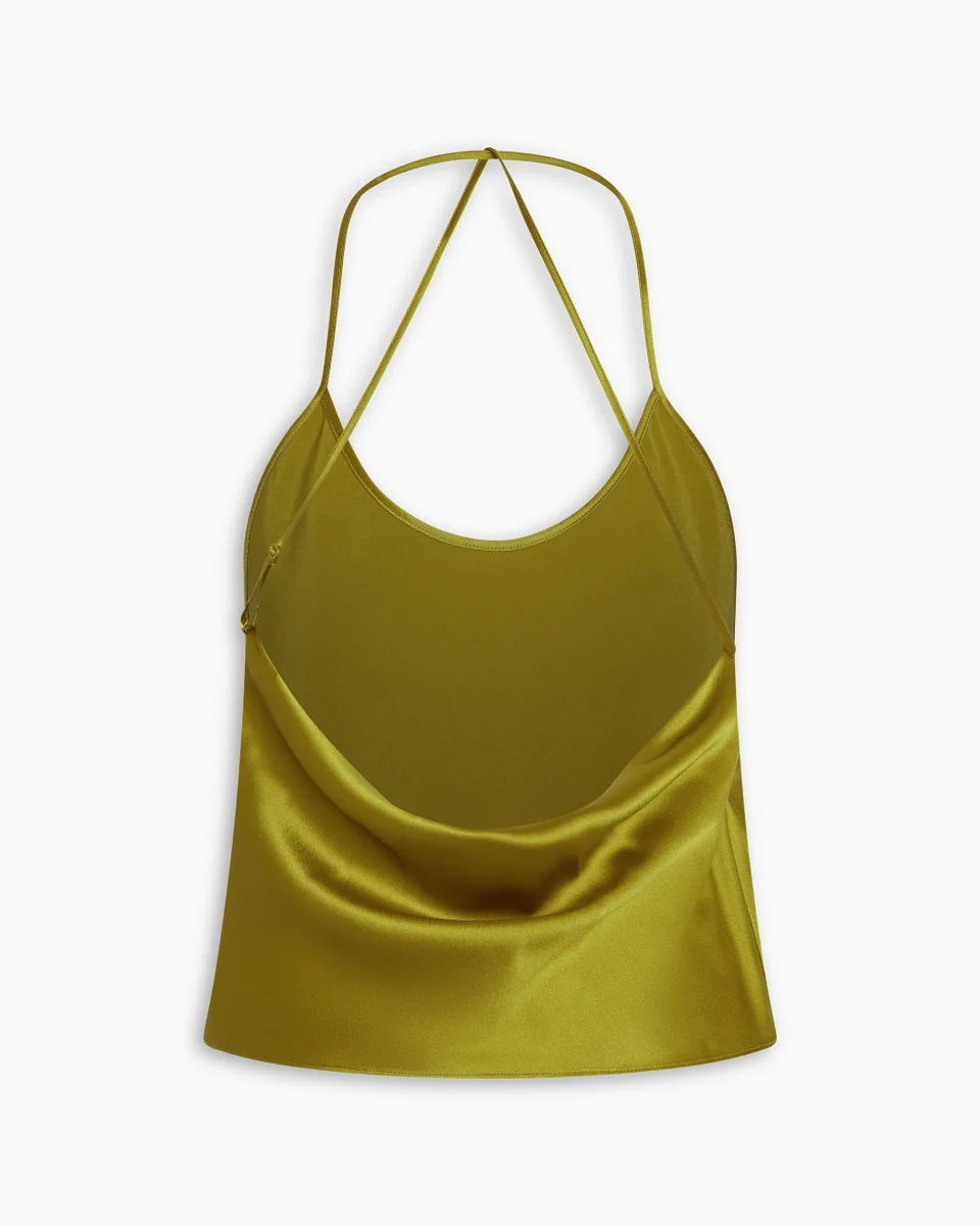 Silk Asymmetric Cami | Golden Olive - Image 7