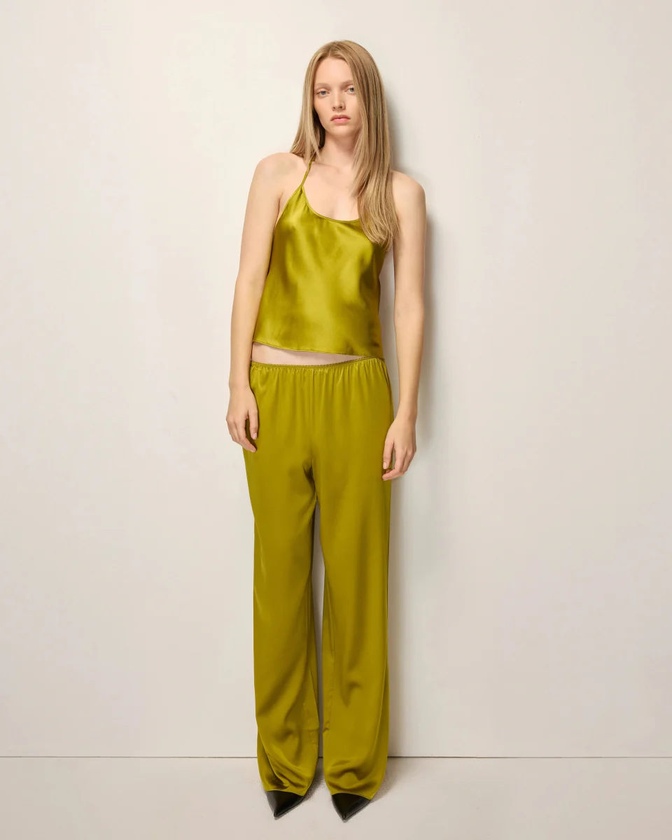 Silk Low Rise Pant | Golden Olive - Image 3