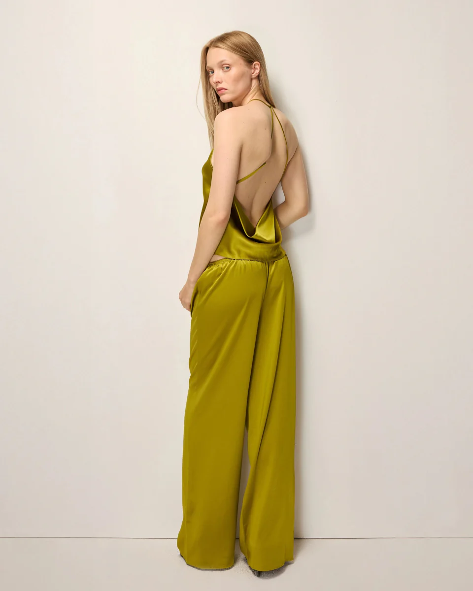 Silk Low Rise Pant | Golden Olive - Image 4