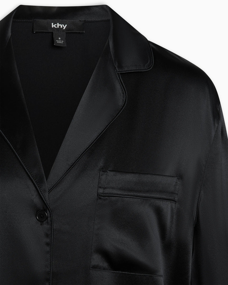 Silk Pajama Shirt | Black - Image 4