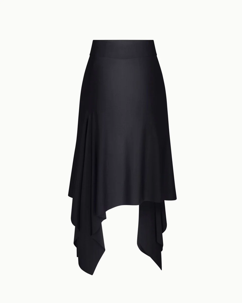Sleek Stretch Asymmetrical Skirt | Black - Image 12