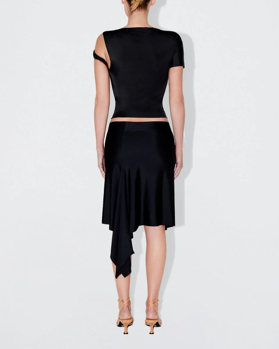 Sleek Stretch Asymmetrical Skirt | Black - Image 5