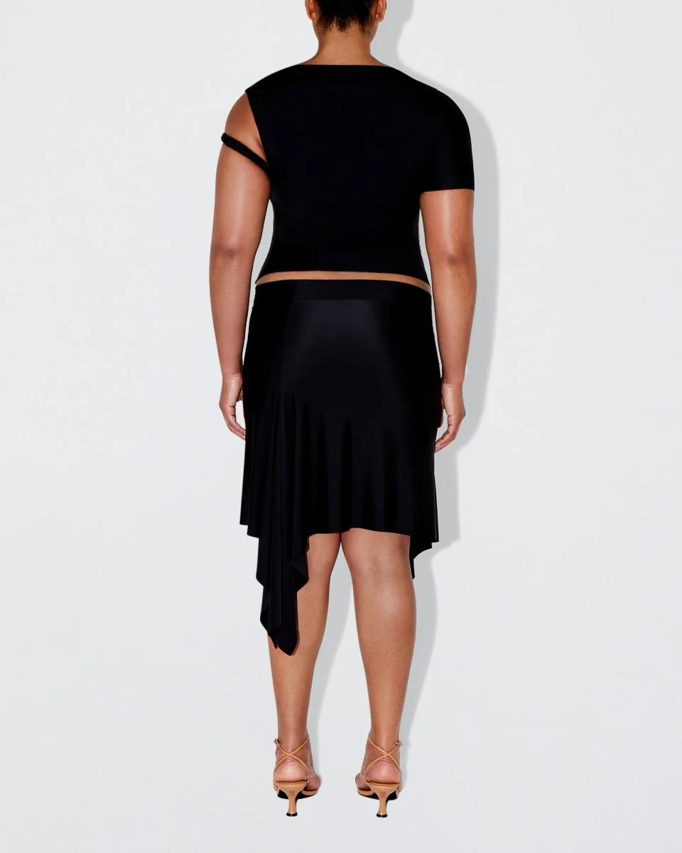 Sleek Stretch Asymmetrical Skirt | Black - Image 9