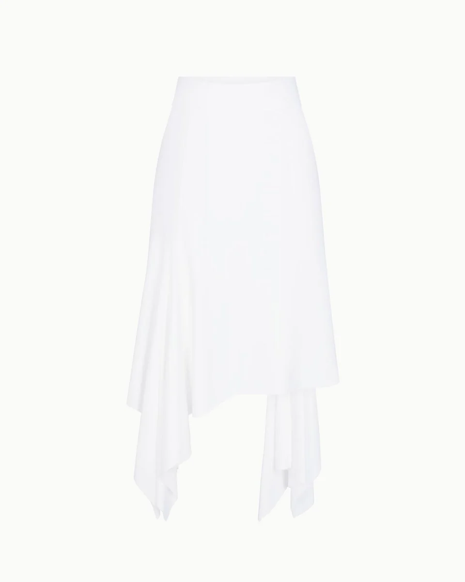 Sleek Stretch Asymmetrical Skirt | Bright White - Image 12