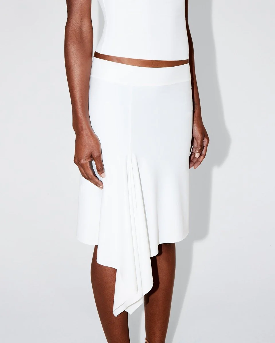 Sleek Stretch Asymmetrical Skirt | Bright White - Image 6