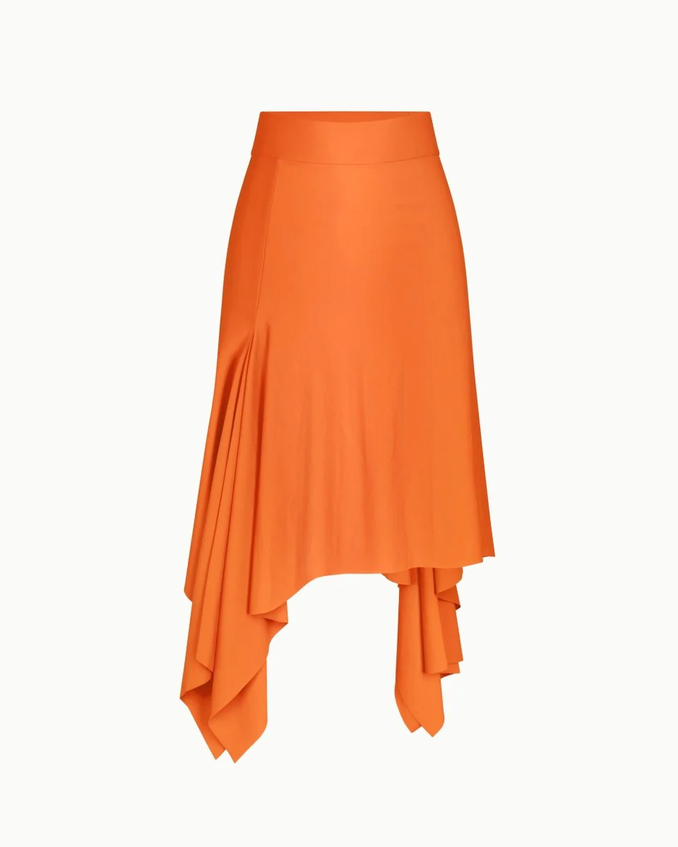 Sleek Stretch Asymmetrical Skirt | Papaya - Image 2