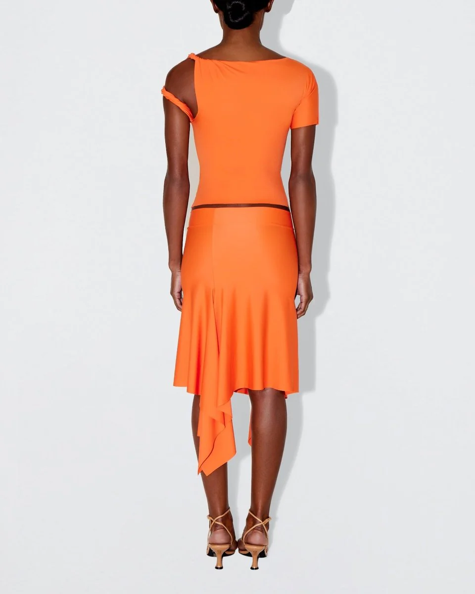Sleek Stretch Asymmetrical Skirt | Papaya - Image 5