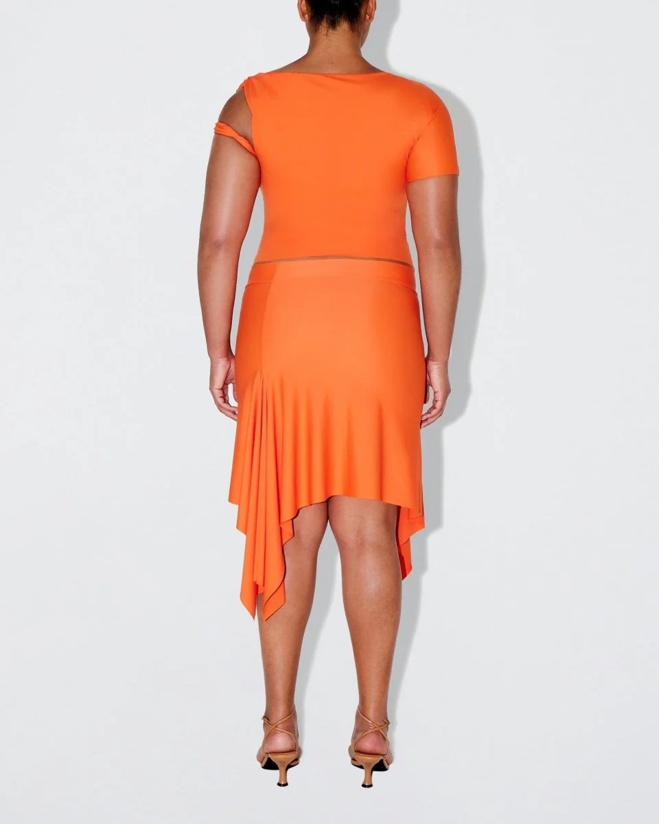 Sleek Stretch Asymmetrical Skirt | Papaya - Image 8