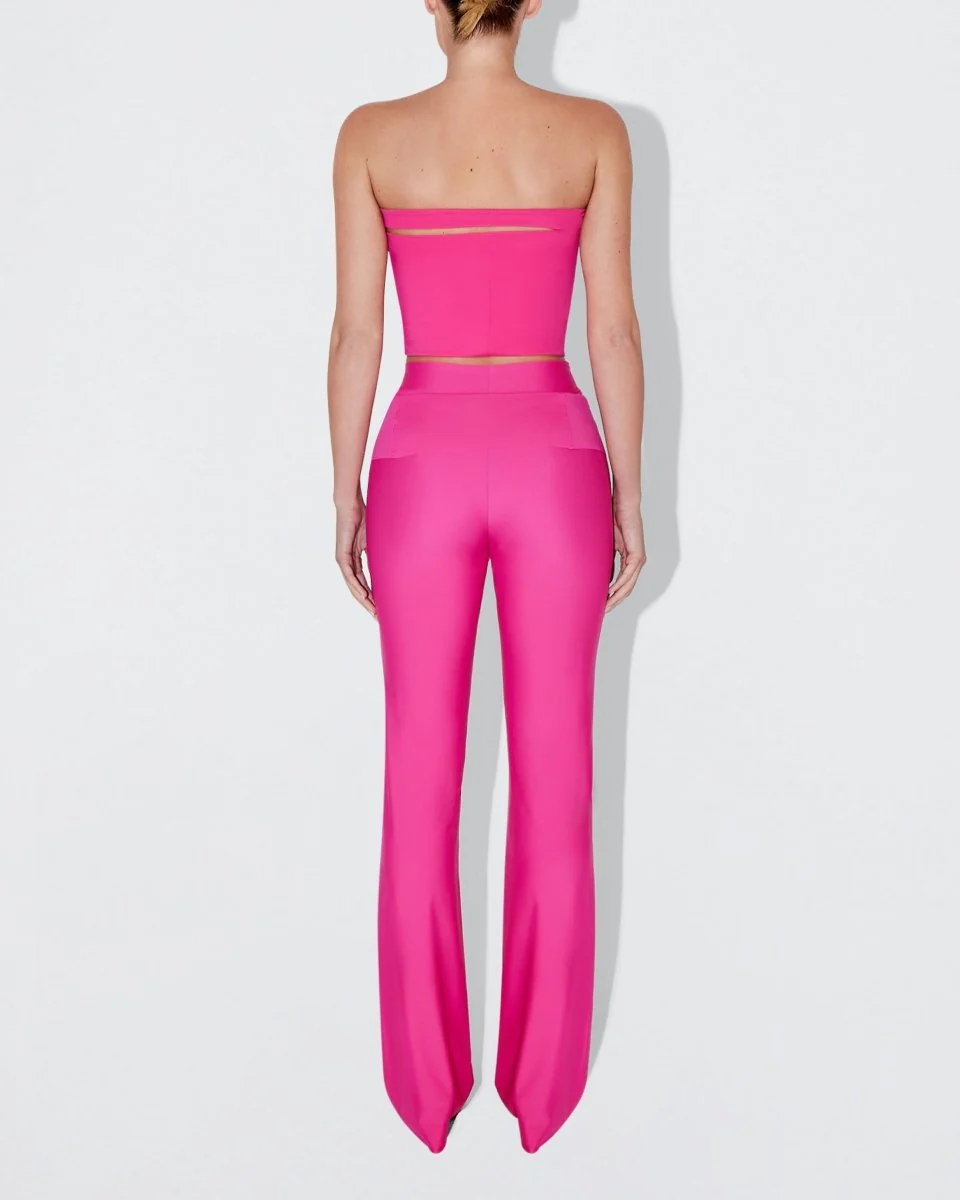 Sleek Stretch Cutout Foldover Pant | Fuchsia - Image 4