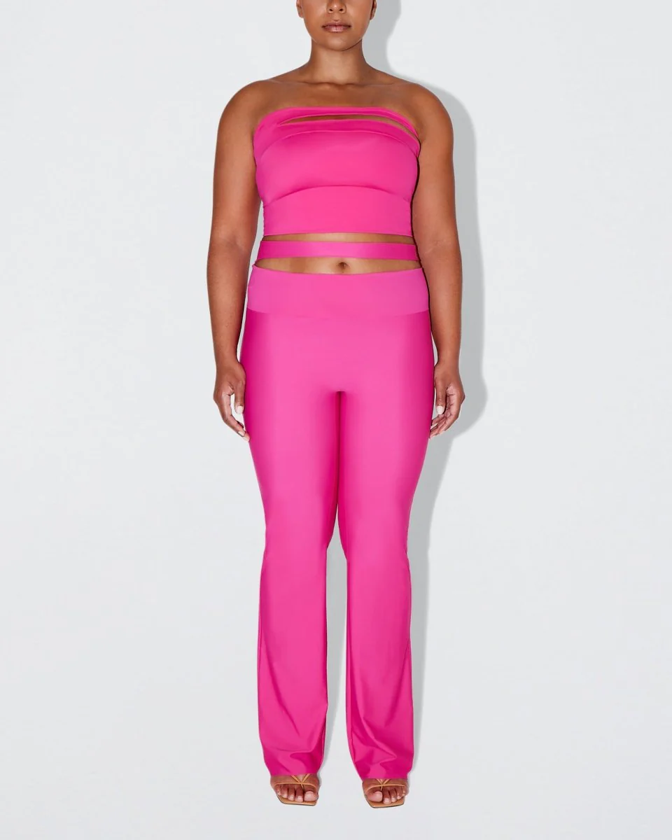 Sleek Stretch Cutout Foldover Pant | Fuchsia - Image 5